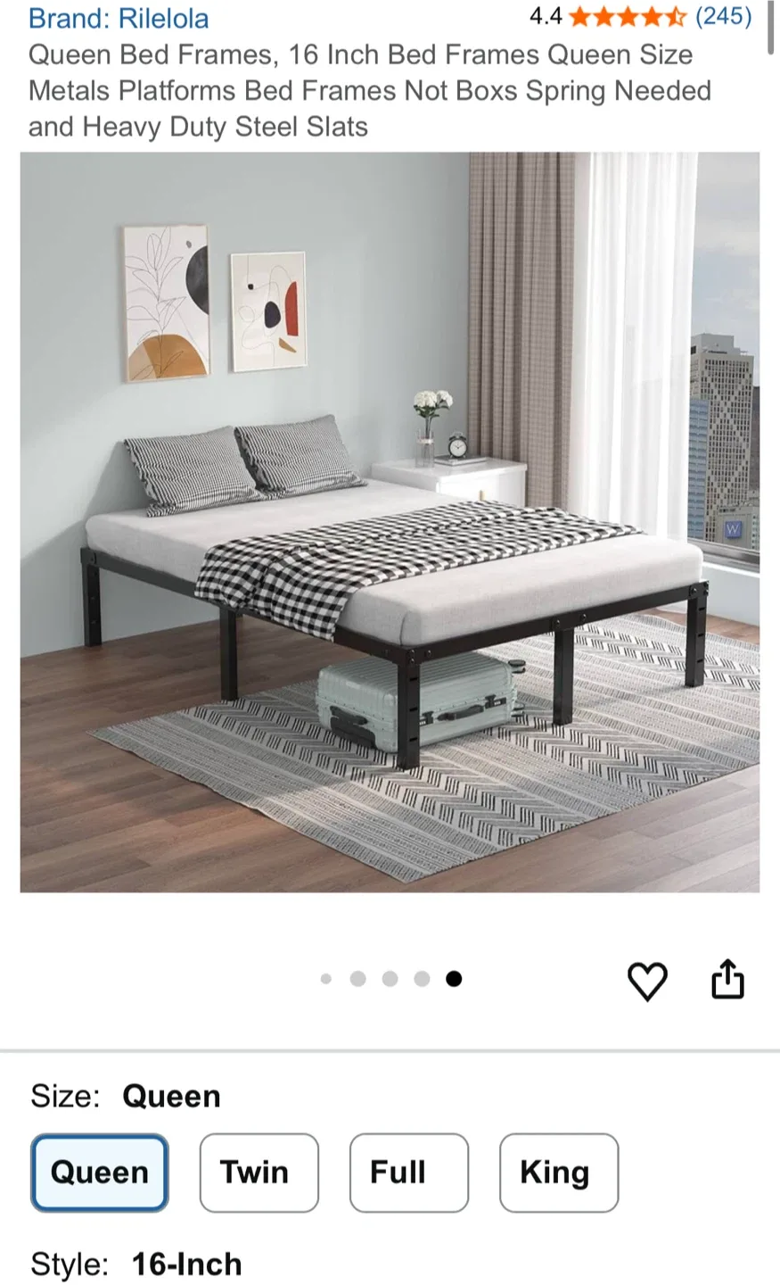 Rilelola Queen Size 16-Inch Bed Frame image indicator(6)