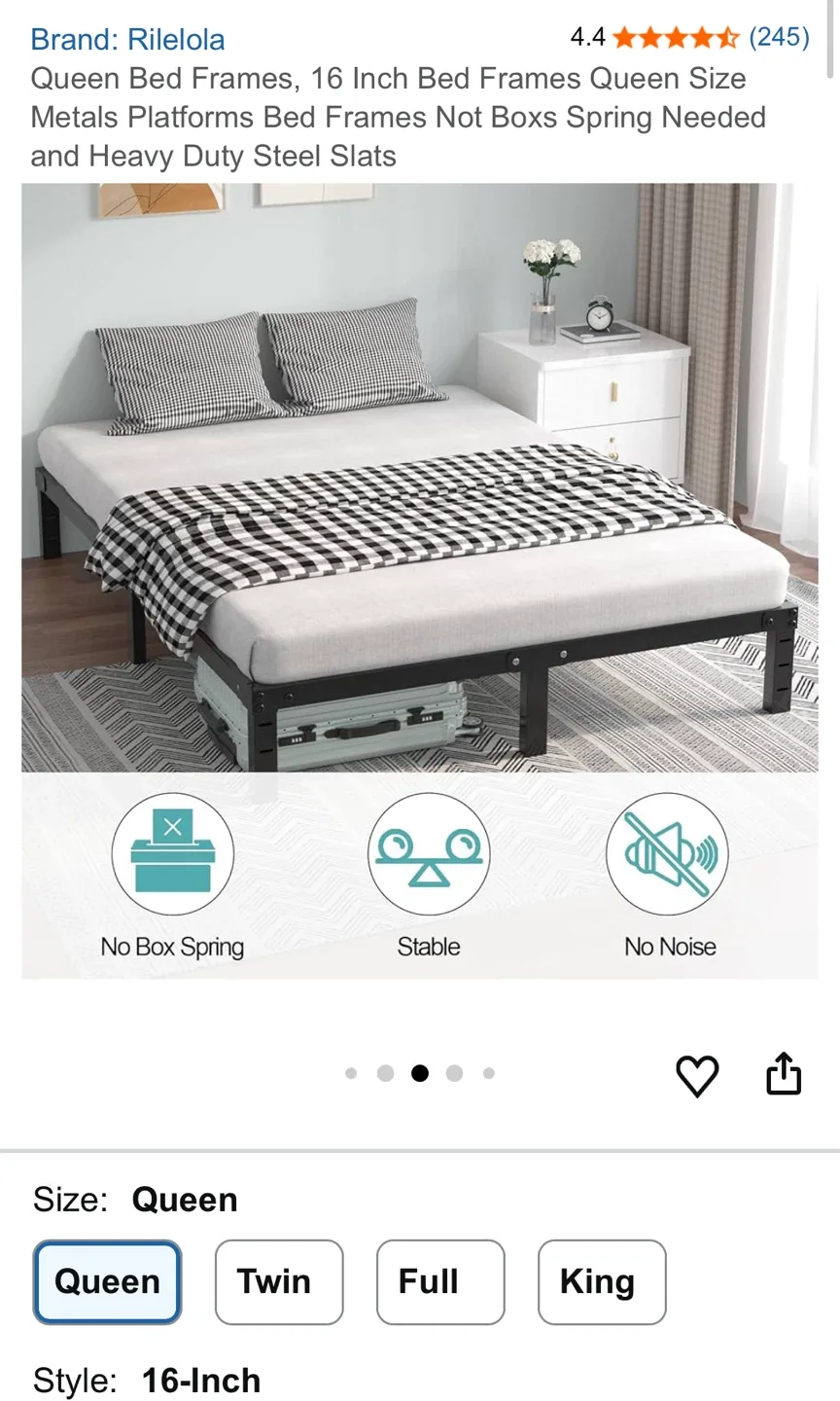 Rilelola Queen Size 16-Inch Bed Frame image indicator(3)
