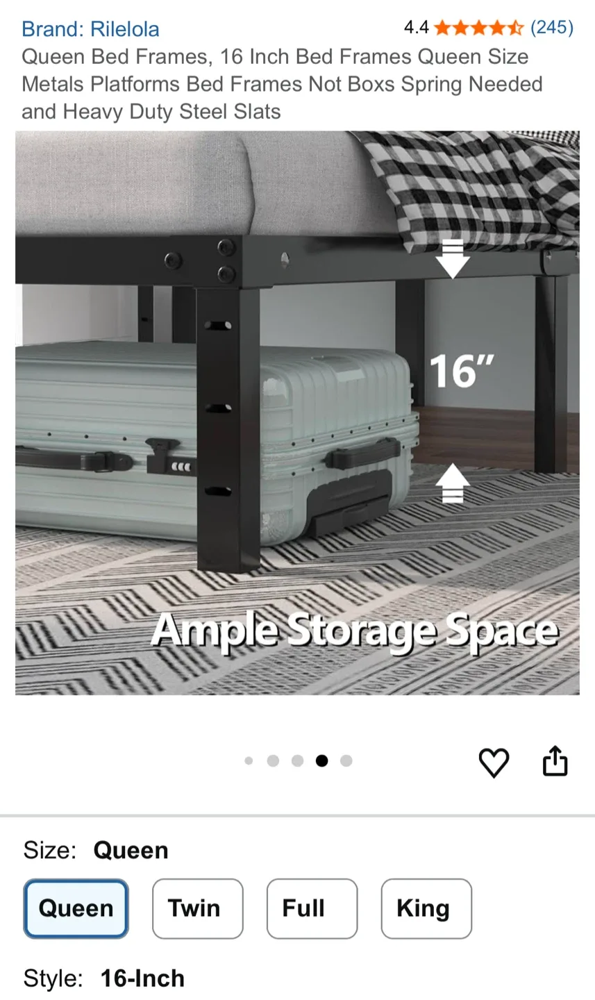Rilelola Queen Size 16-Inch Bed Frame image indicator(5)