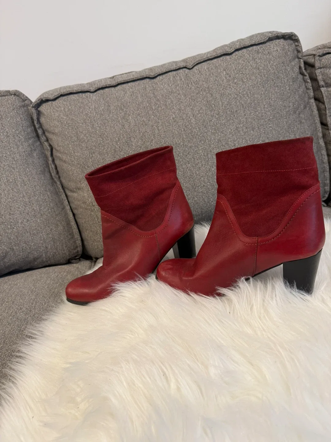 Red Leather Ankle Boots image indicator(2)