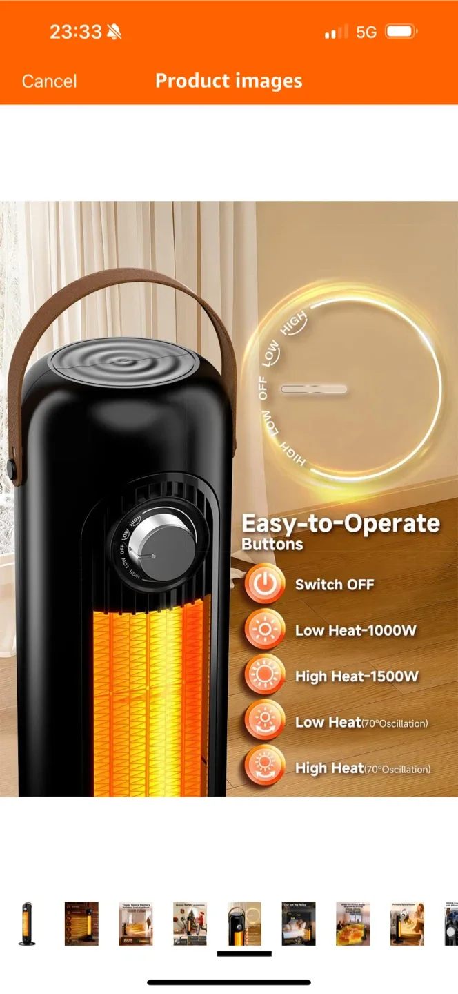 Tower Space Heater for Indoor Use image indicator(5)