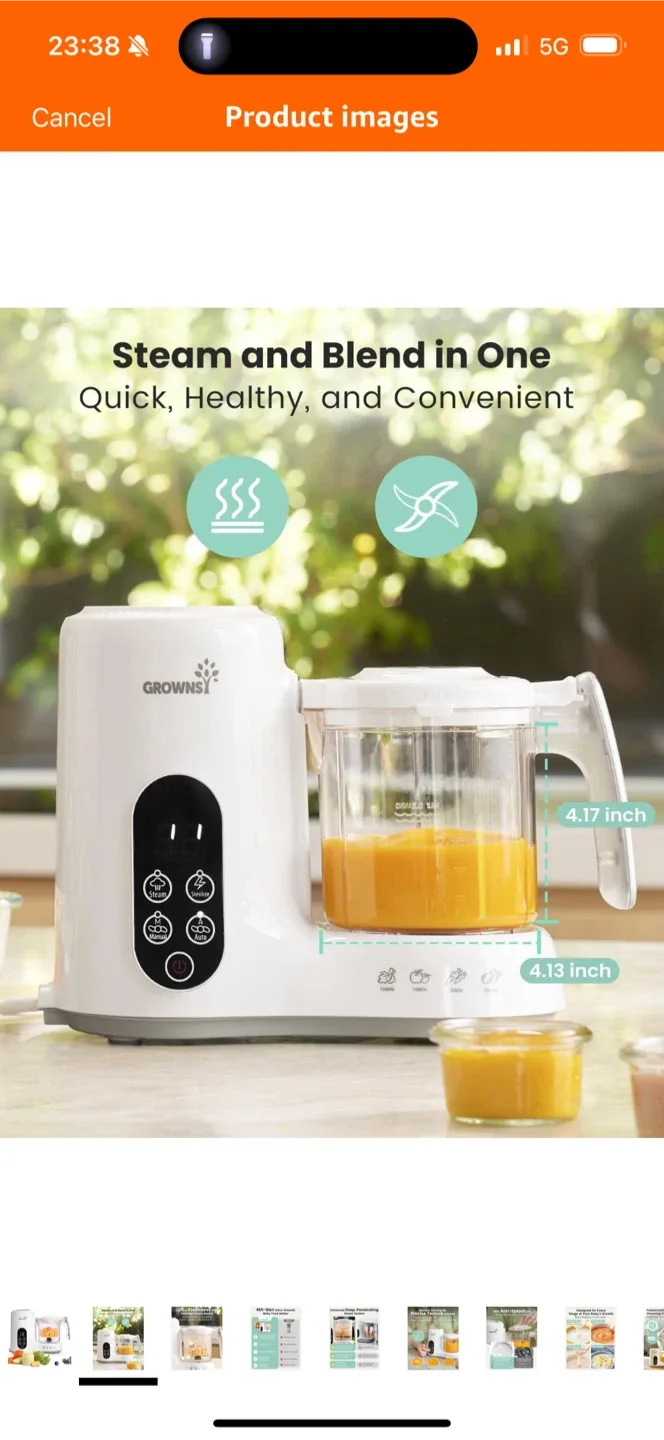 Grownsy 4th-Gen Baby Food Maker - Steam & Blend image indicator(2)