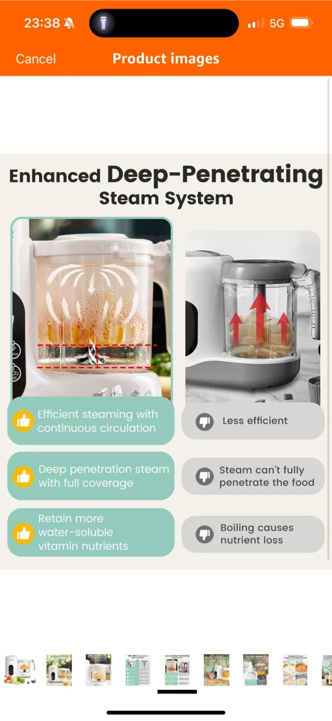 Grownsy 4th-Gen Baby Food Maker - Steam & Blend image indicator(5)