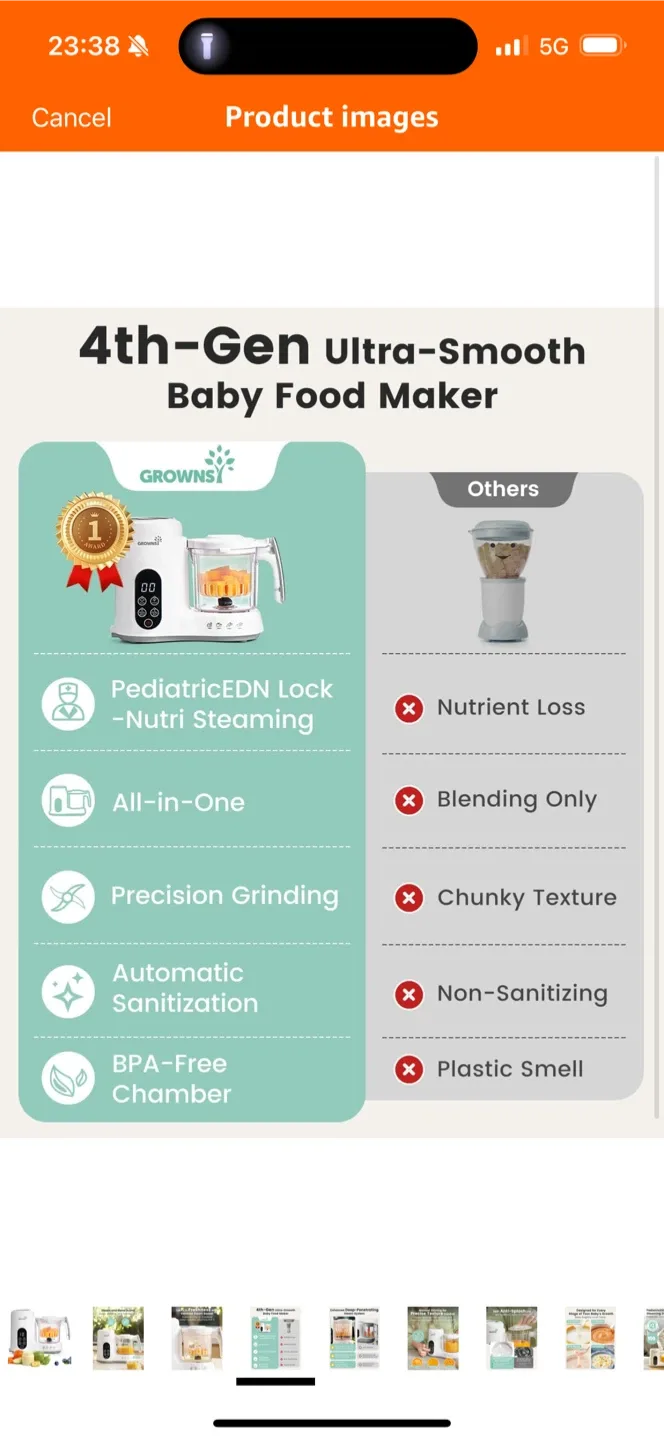 Grownsy 4th-Gen Baby Food Maker - Steam & Blend image indicator(4)