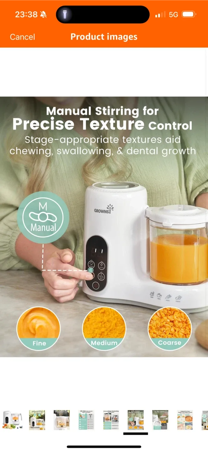 Grownsy 4th-Gen Baby Food Maker - Steam & Blend image indicator(6)