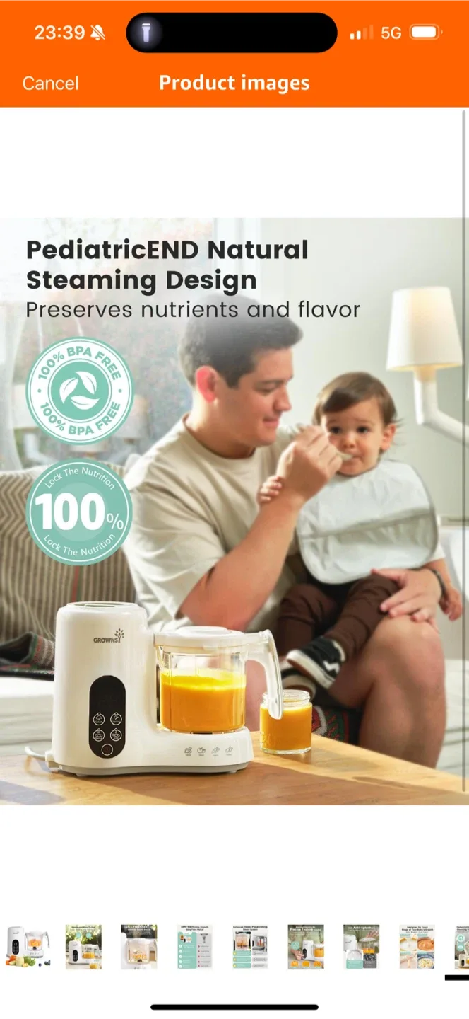 Grownsy 4th-Gen Baby Food Maker - Steam & Blend image indicator(9)
