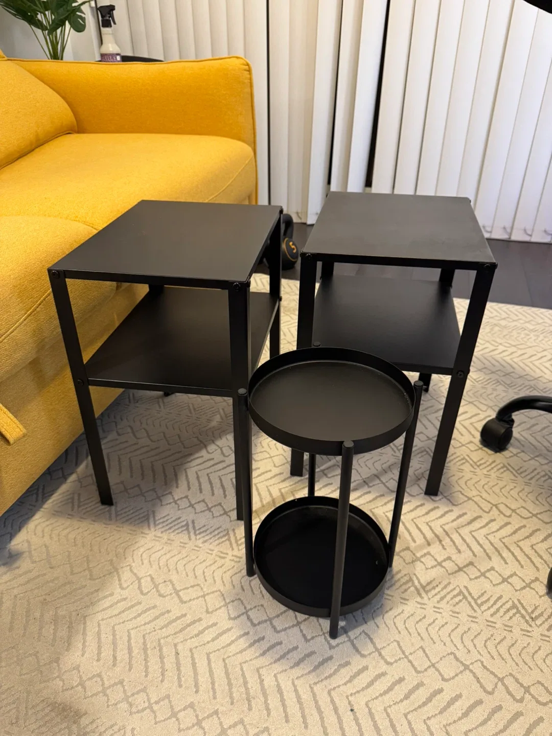 Black Metal Side Tables (Set of 3)
