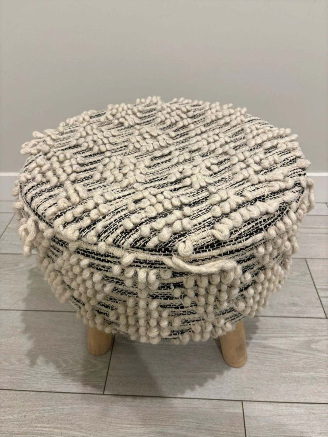 Round Pouf Ottoman - Neutral Tones - photo 2