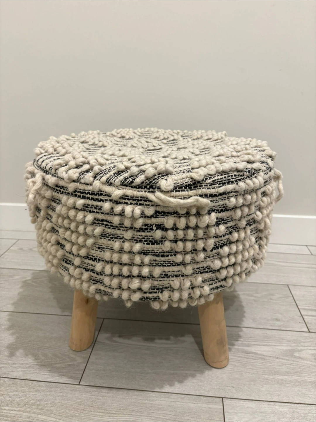 Round Pouf Ottoman - Neutral Tones
