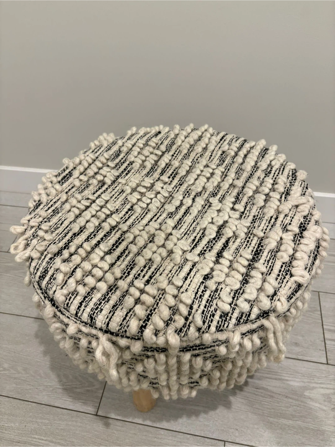 Round Pouf Ottoman - Neutral Tones - photo 3