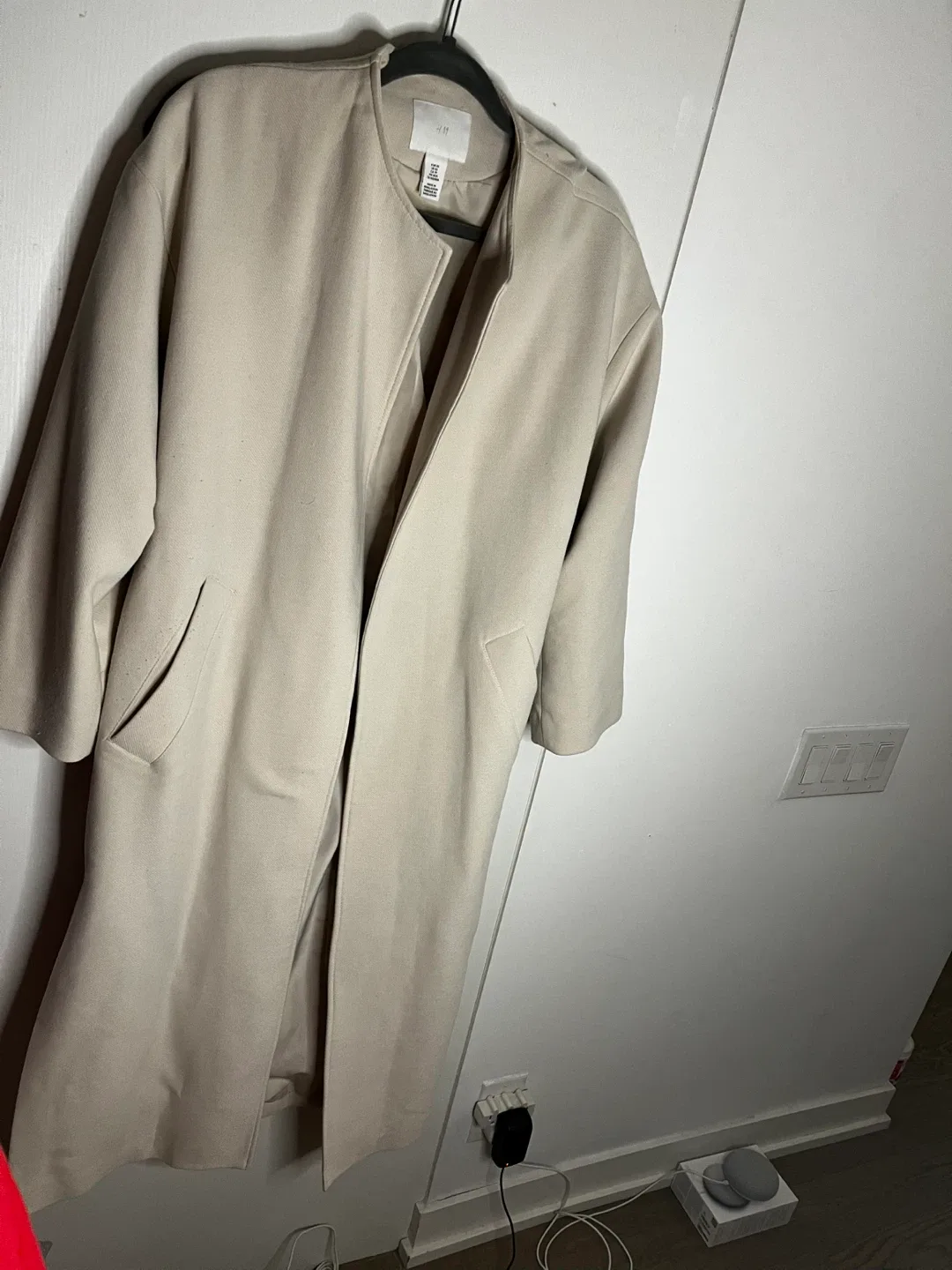 H&M Long Beige Coat - Size XS
