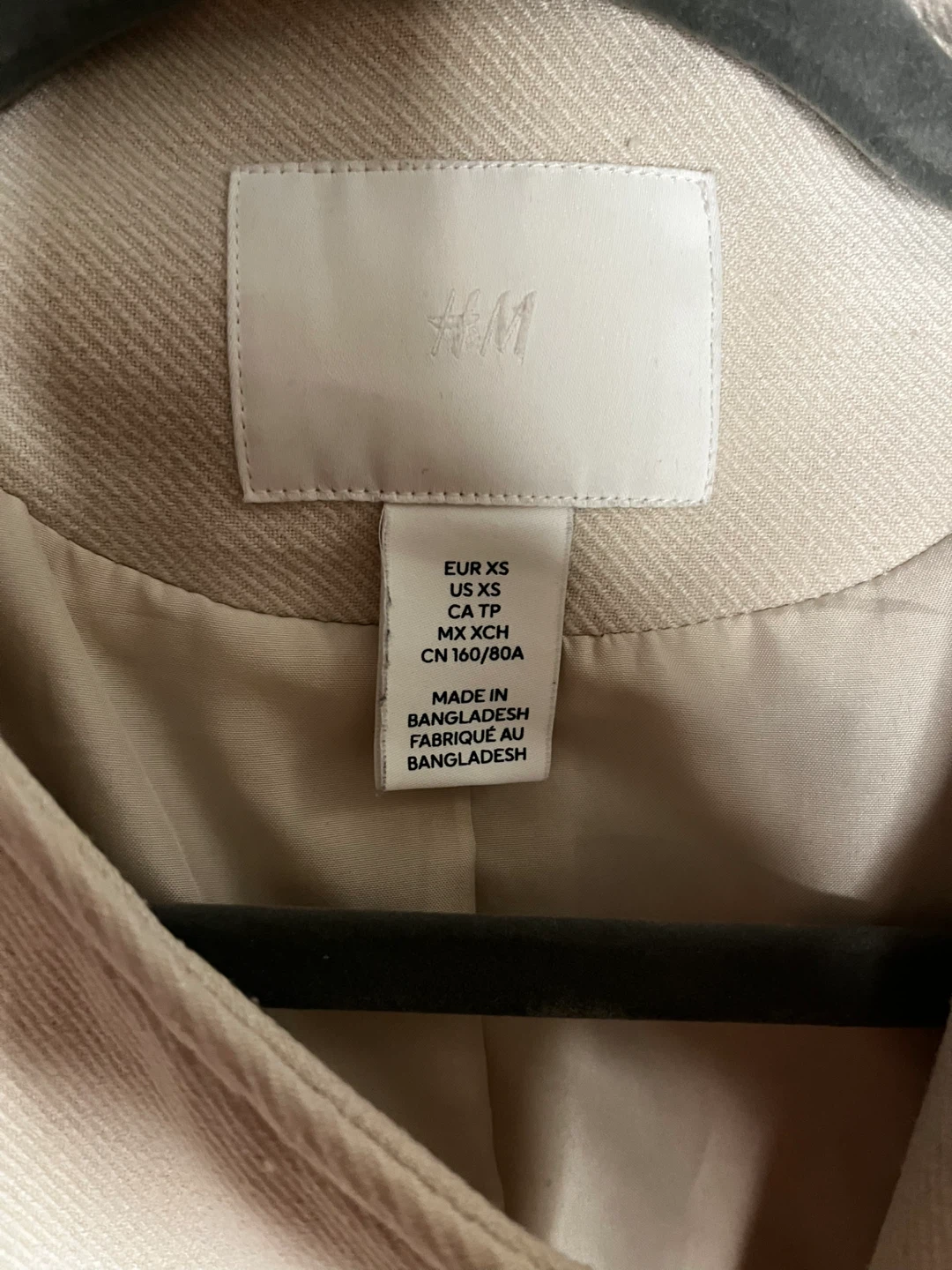 H&M Long Beige Coat - Size XS - photo 3