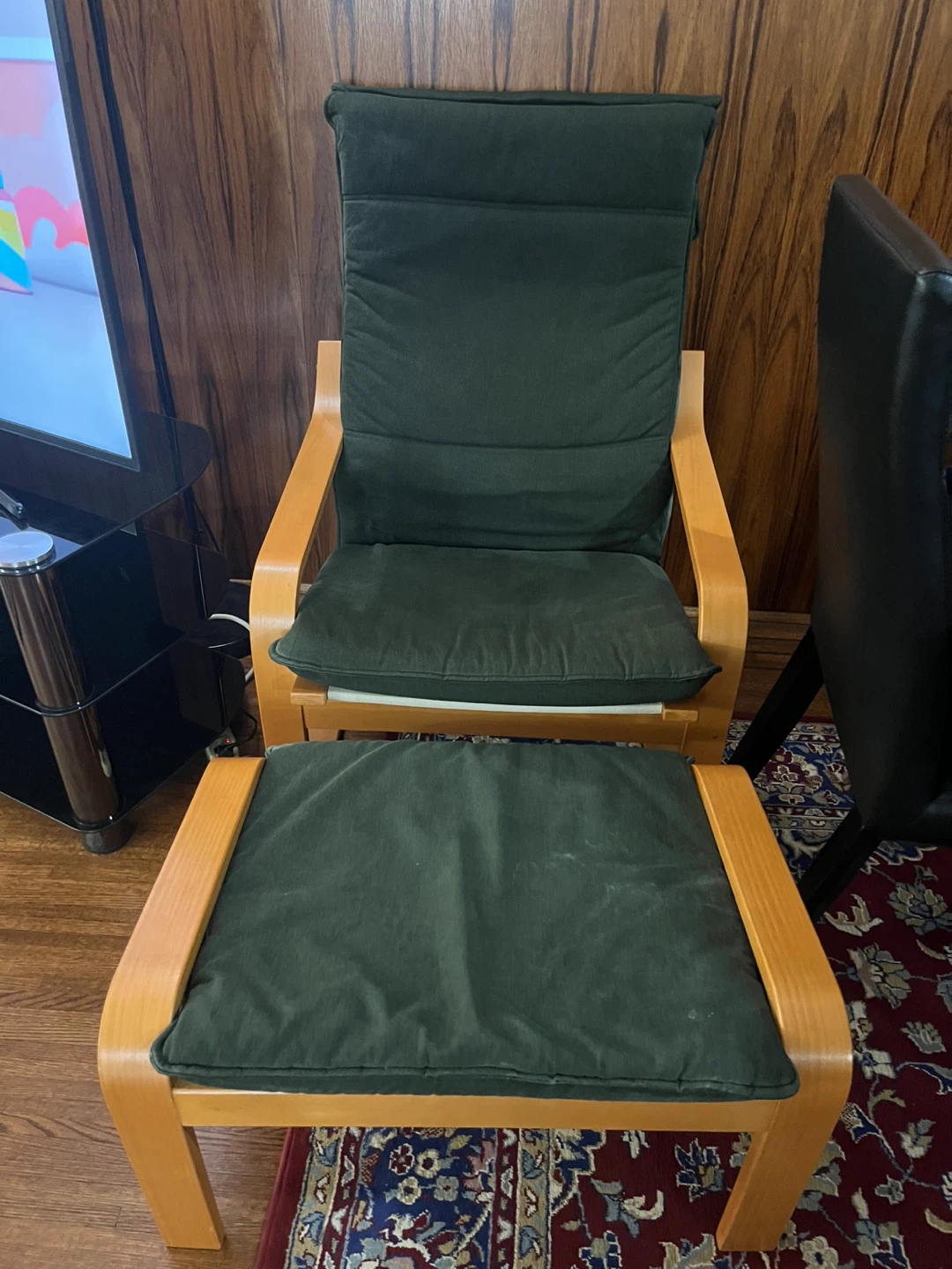 IKEA Poang Chair and Ottoman - Green - photo 3