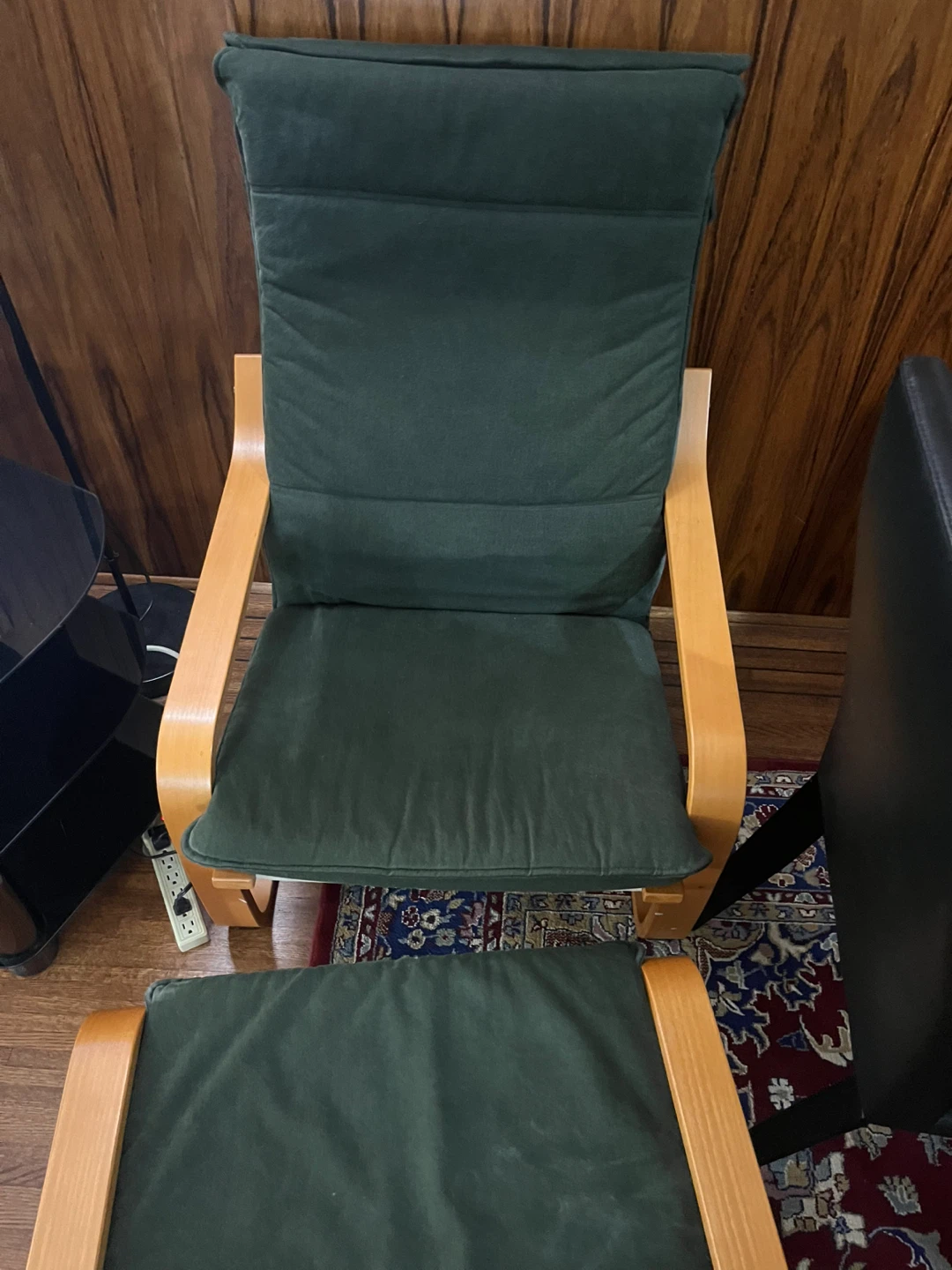 IKEA Poang Chair and Ottoman - Green