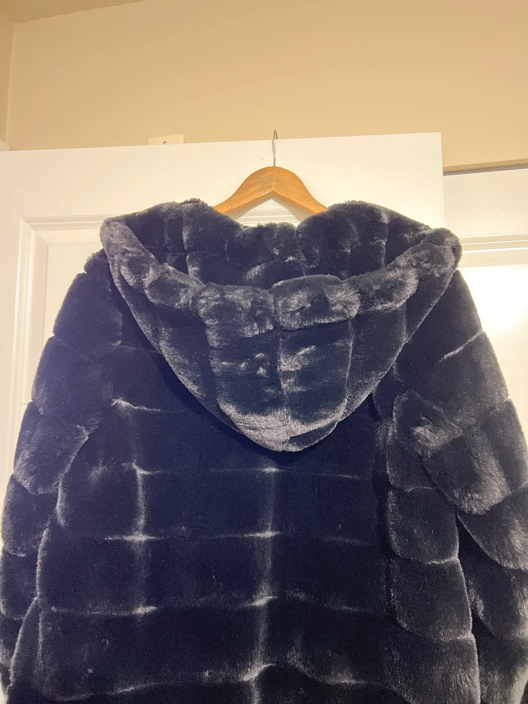 Black Faux Fur Hooded Coat image indicator(5)