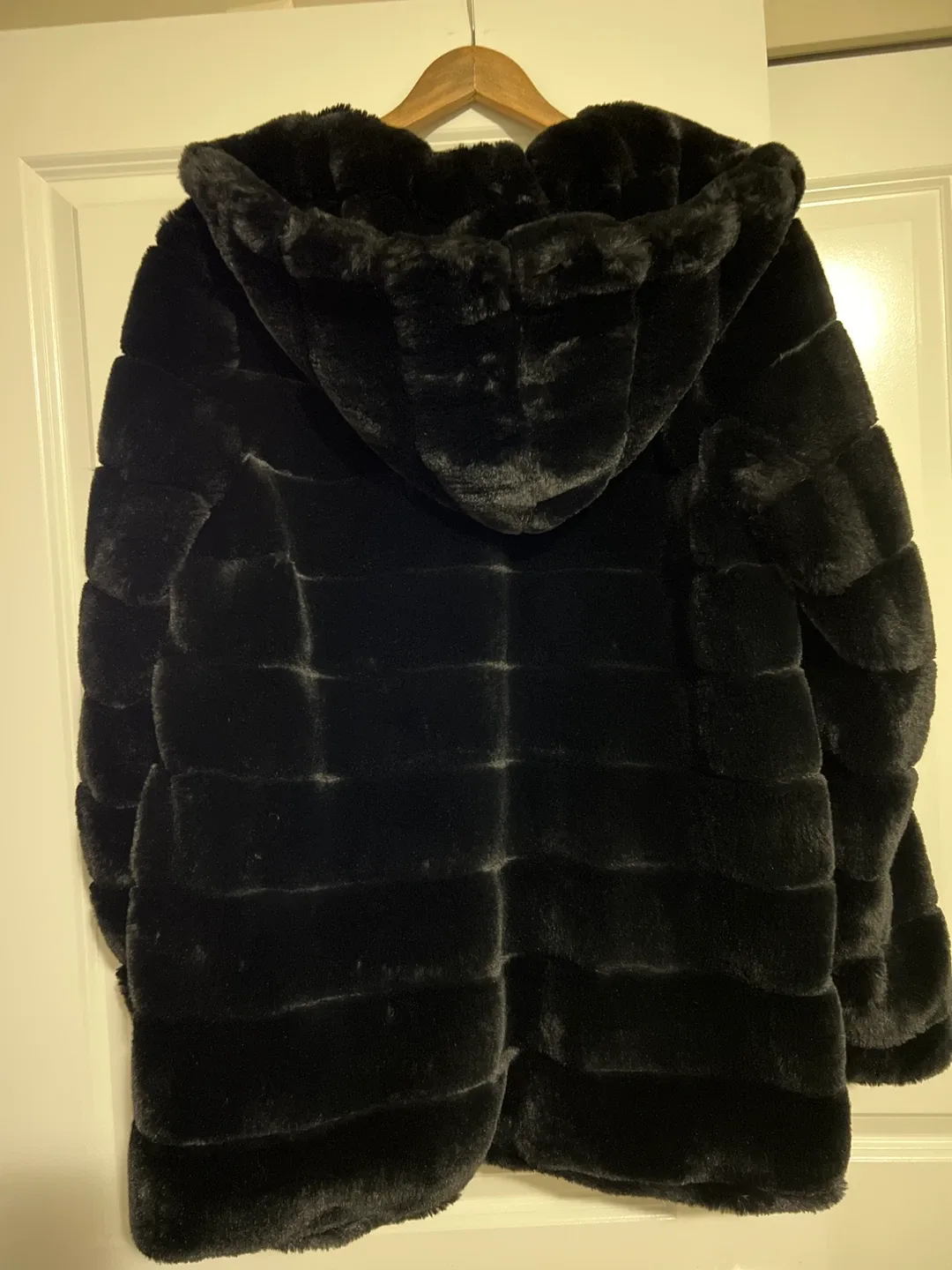 Black Faux Fur Hooded Coat image indicator(6)