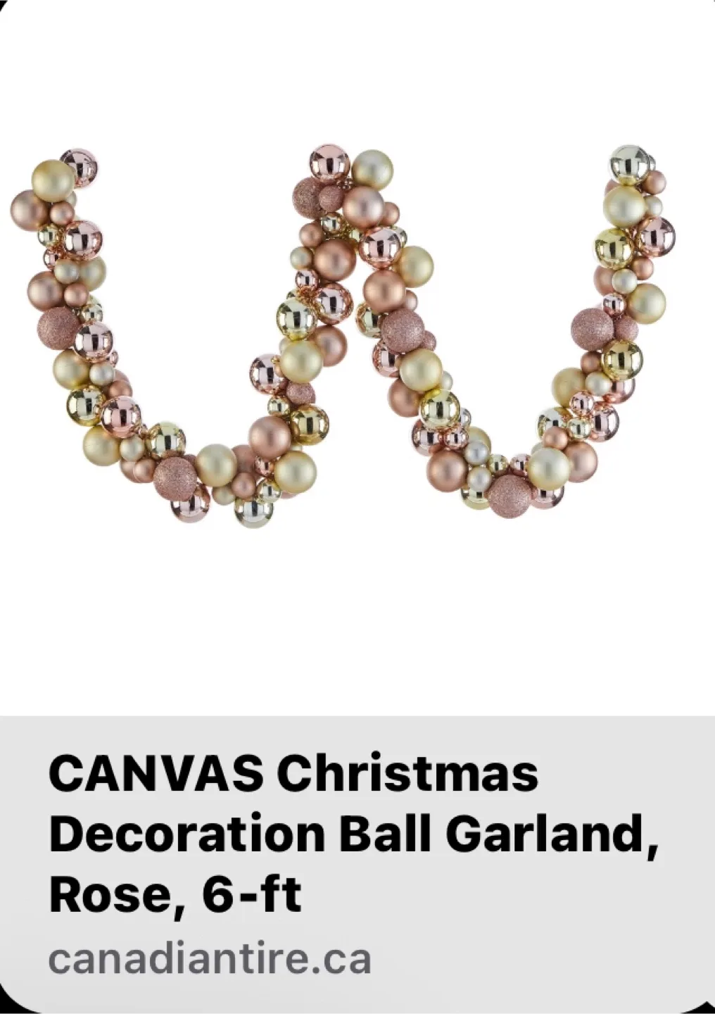 Lot of 3x Canvas Christmas Ball Garland - Rose Gold, 6-ft image indicator(4)