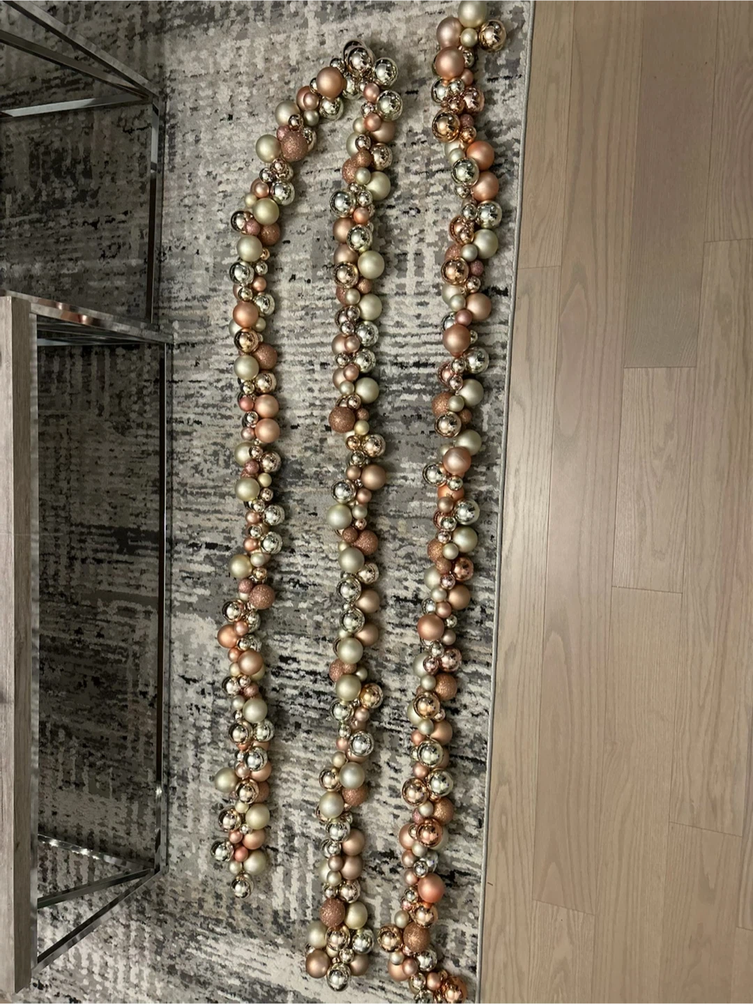 Lot of 3x Canvas Christmas Ball Garland - Rose Gold, 6-ft - photo 2