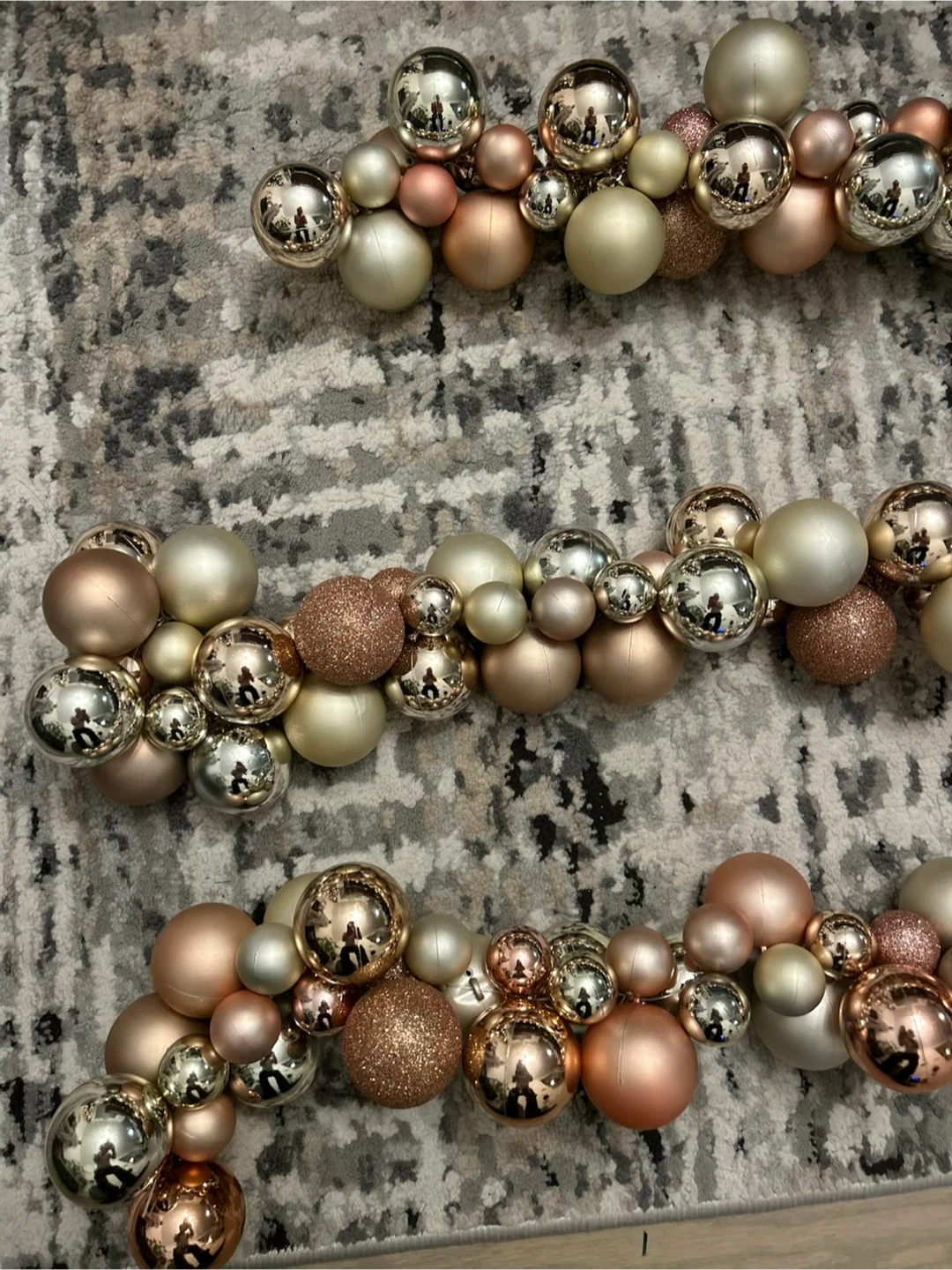 Lot of 3x Canvas Christmas Ball Garland - Rose Gold, 6-ft - photo 3