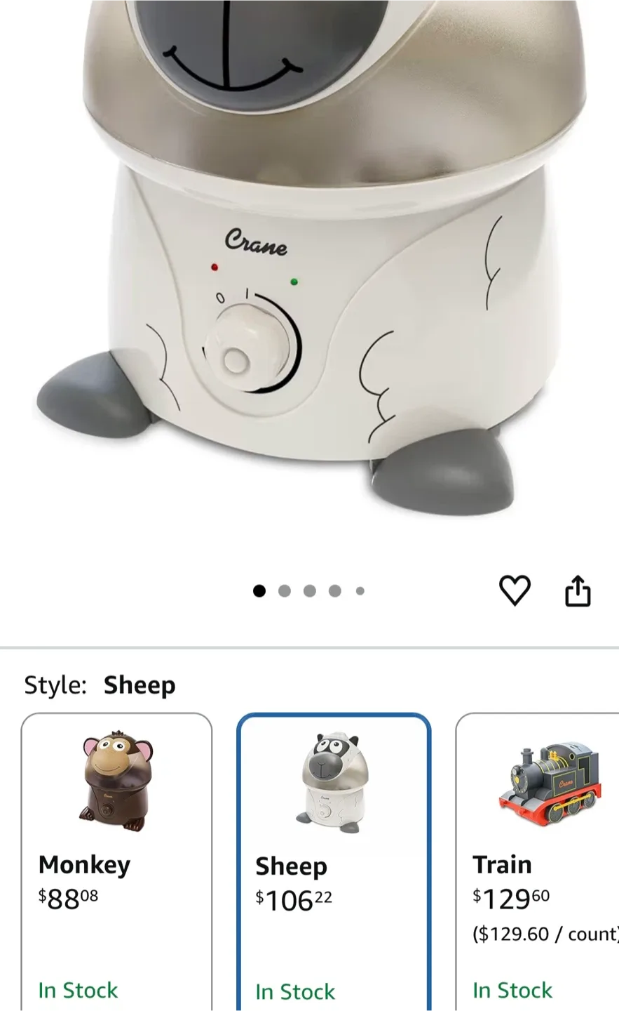 Crane Ultrasonic Adorable Cool Mist Humidifier Sheep image indicator(3)