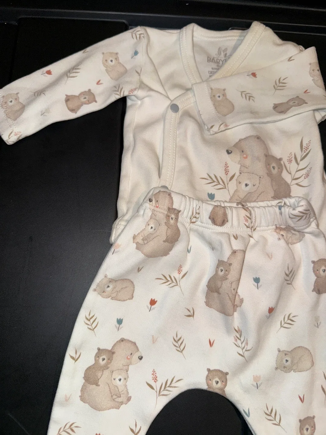 Babysoy Bear Print Two-Piece Set image indicator(2)