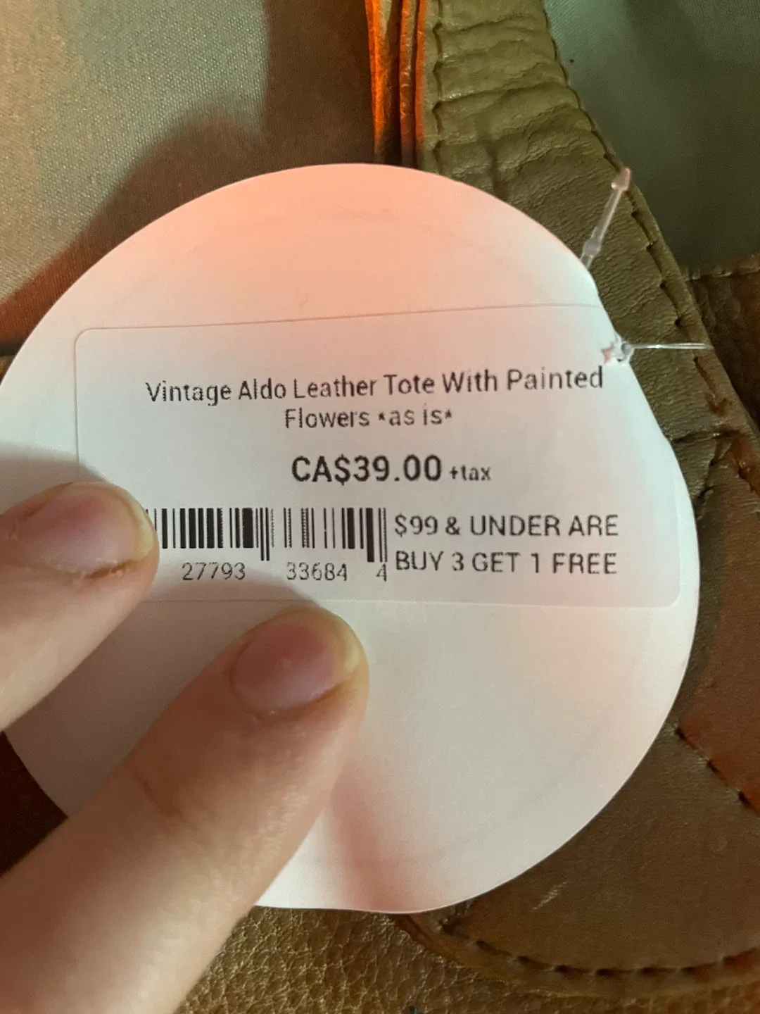 Aldo Vintage Leather Tote with Painted Flowers image indicator(2)