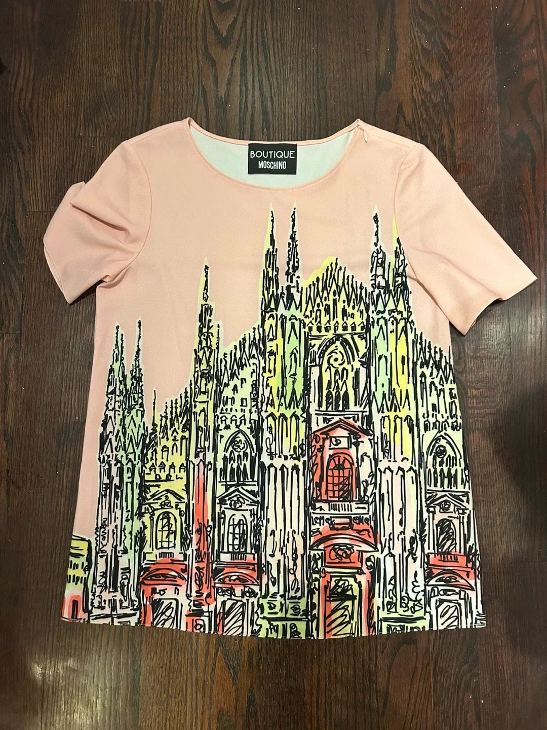 Boutique Moschino Pink Graphic Print Top