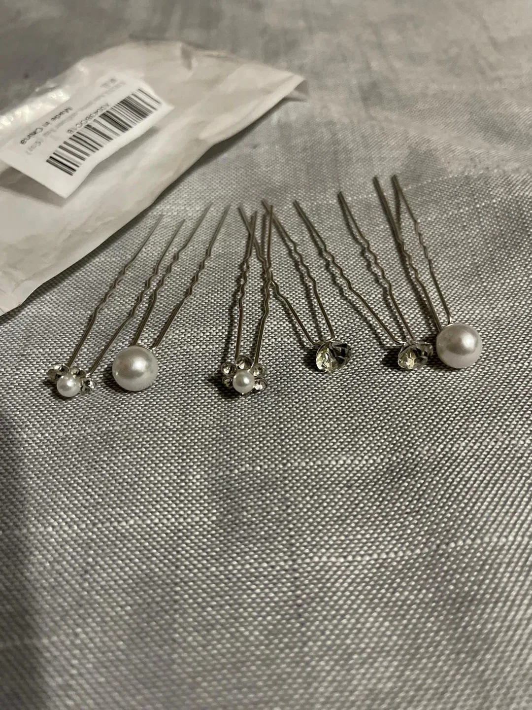 Pearl & Rhinestone Hair Pins - Set of 6