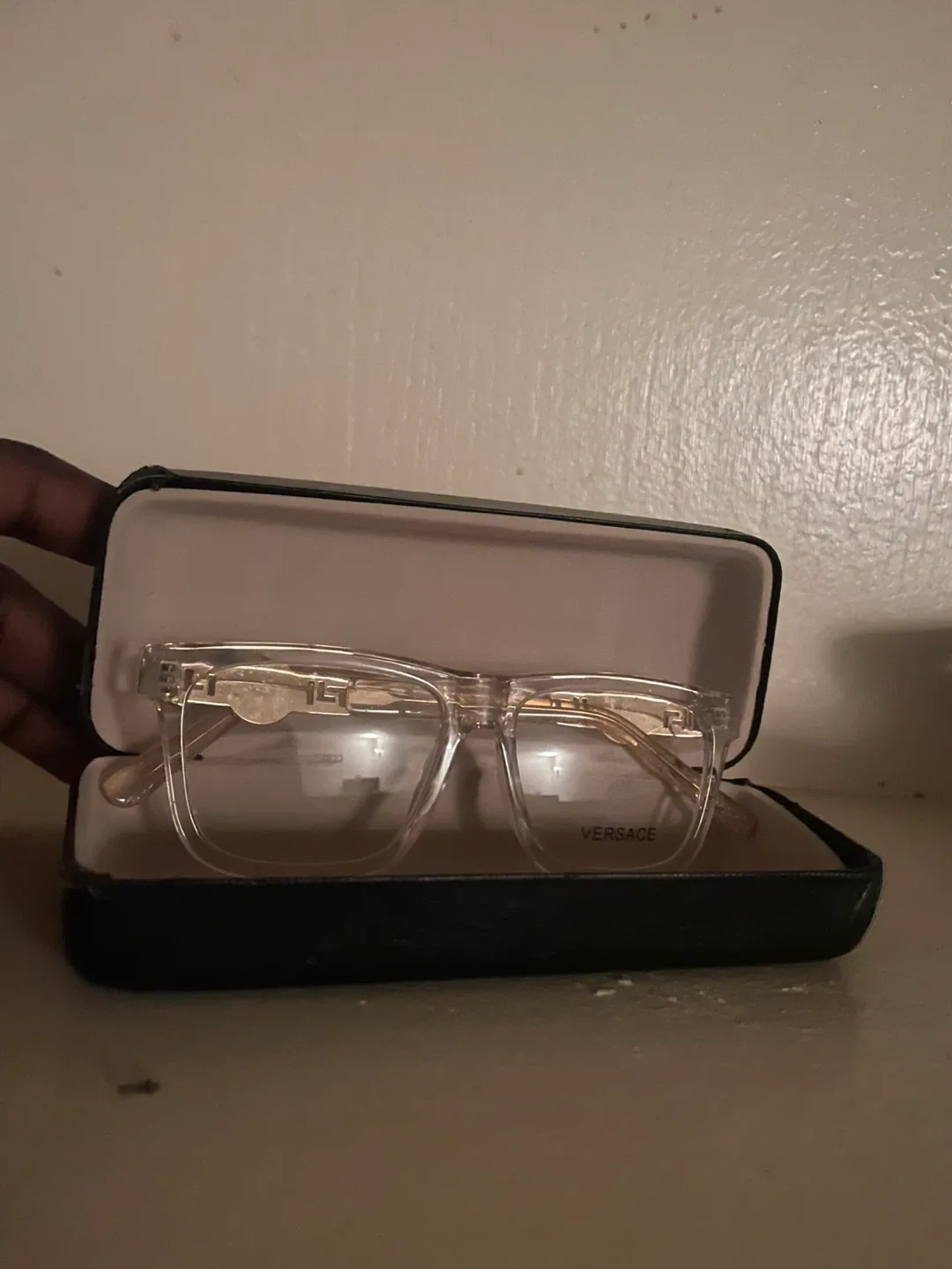 Versace Clear Frame Glasses with Case image indicator(3)