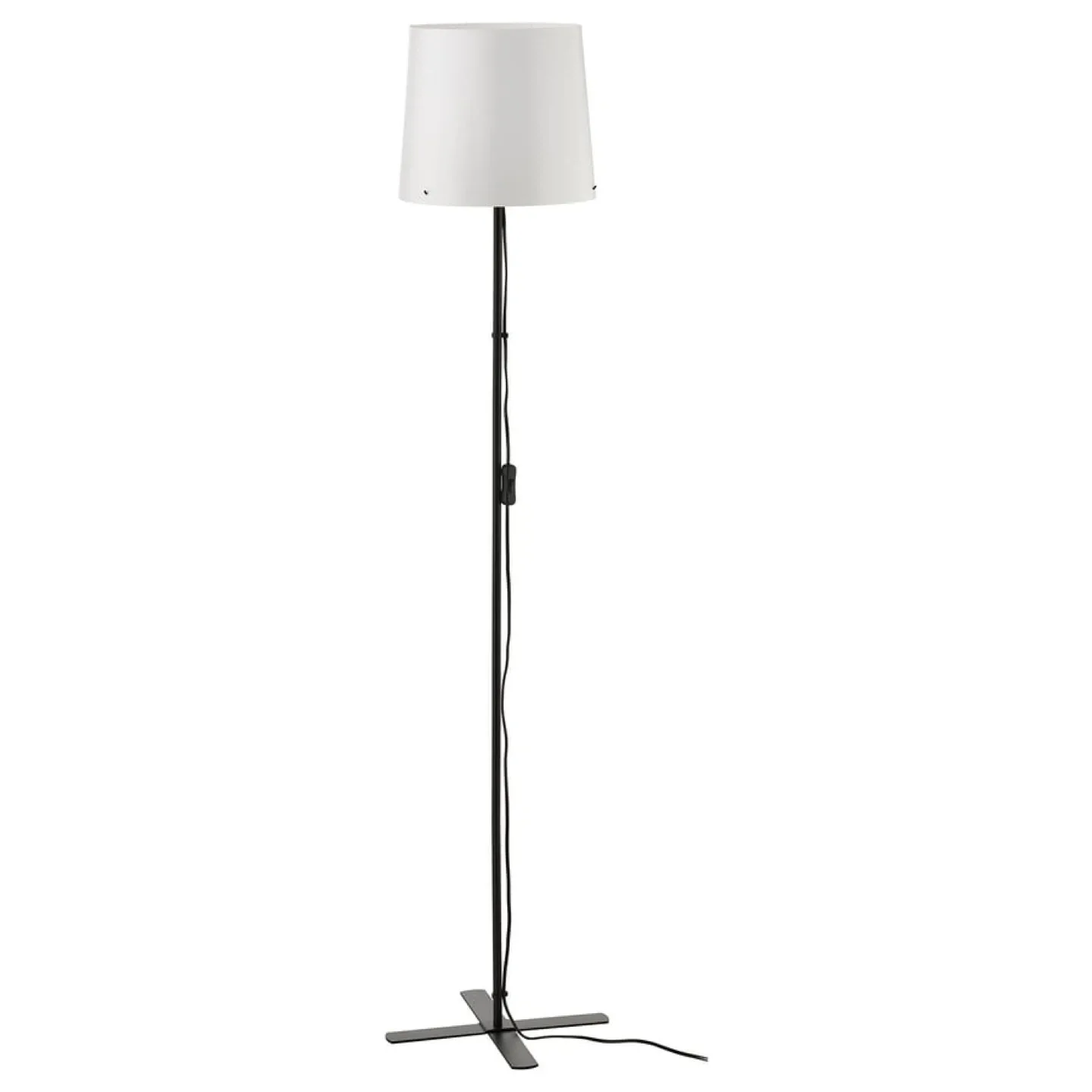 Ikea NYMÅNE Floor Lamp - White Shade, Black Base