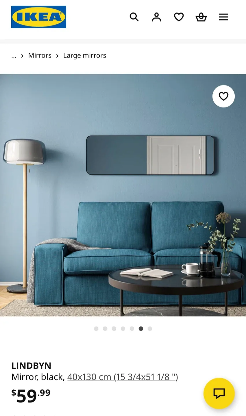 IKEA Lindbyn Mirror - Black, 40x130 cm