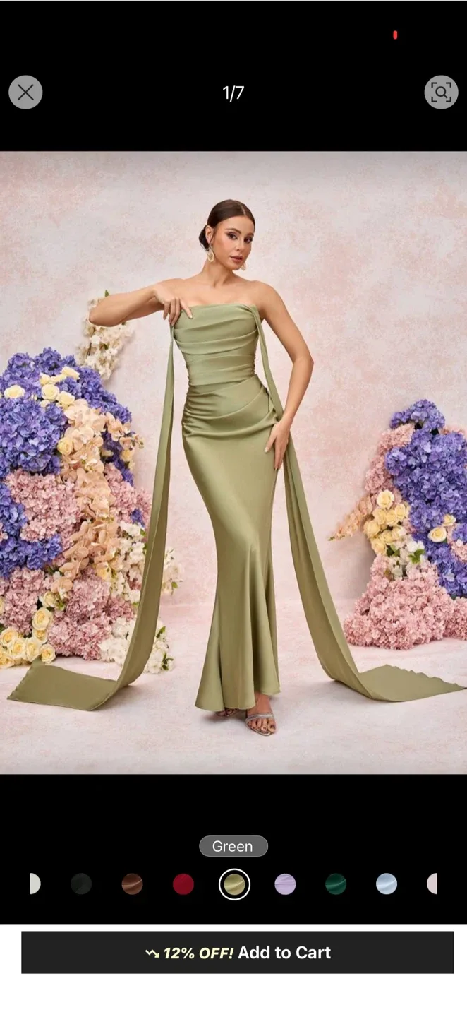 Green Strapless Formal Dress