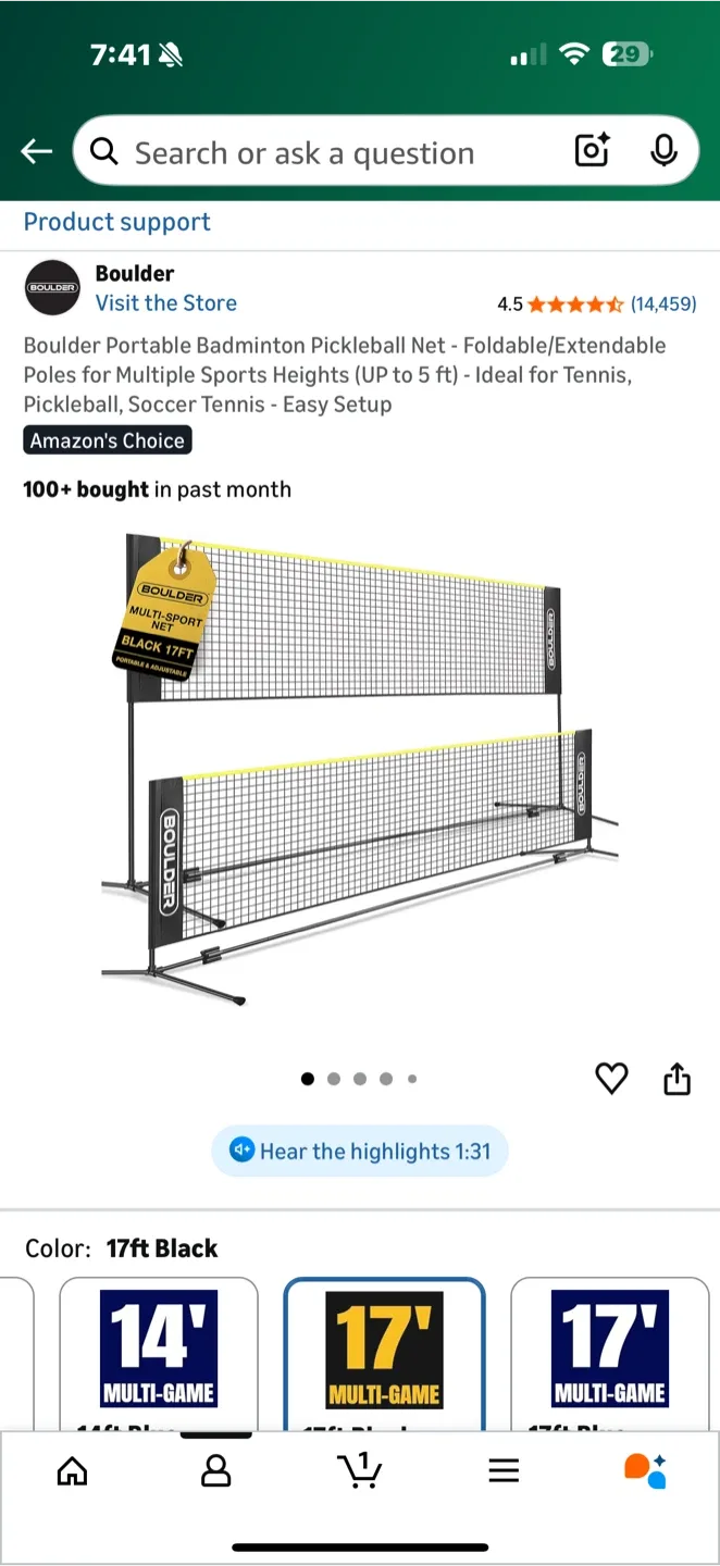 Boulder 17ft Portable Badminton Pickleball Net