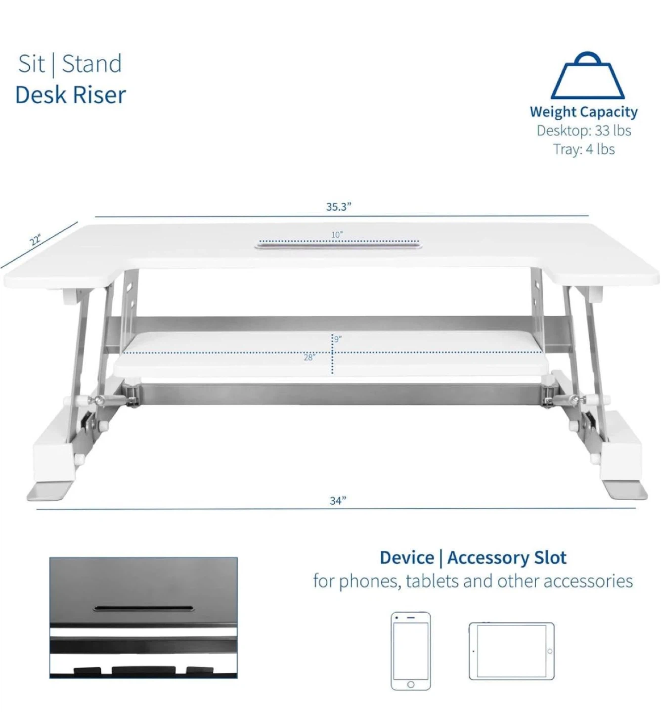 VIVO Standing Desk Riser - Adjustable Sit-Stand Desk - photo 3