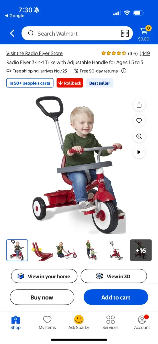 Radio Flyer 3-in-1 Red Trike Ages 1.5 to 5