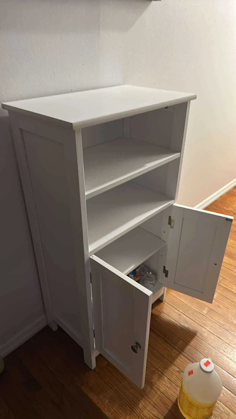 White Storage Cabinet with Shelves