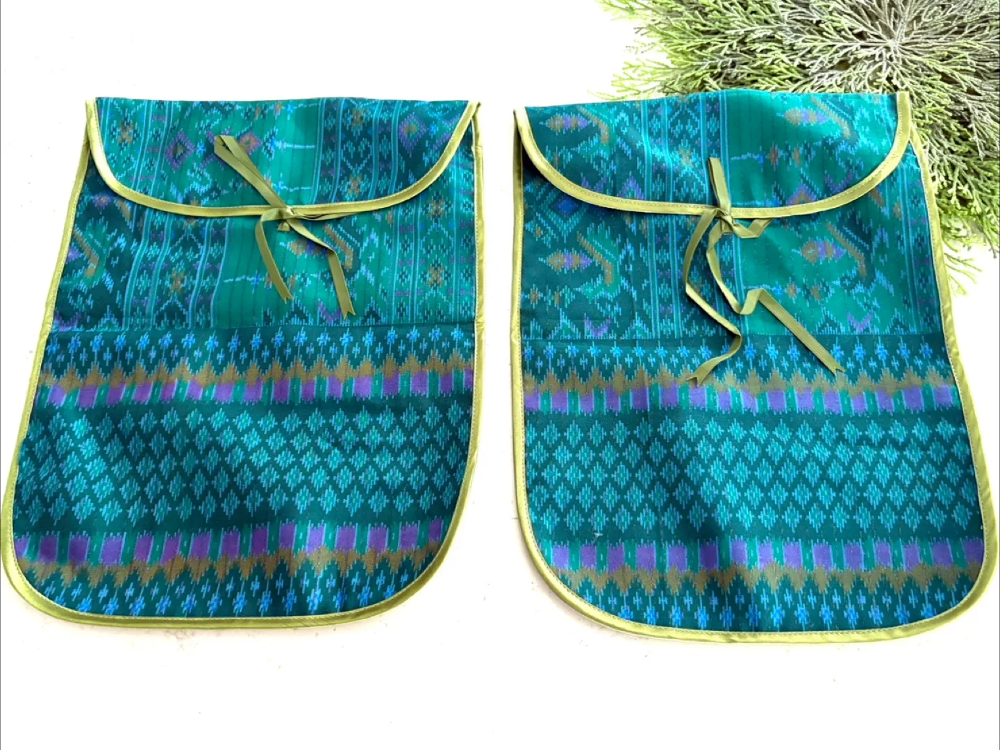 Handmade Teal Fabric Storage Bags - Set of 2