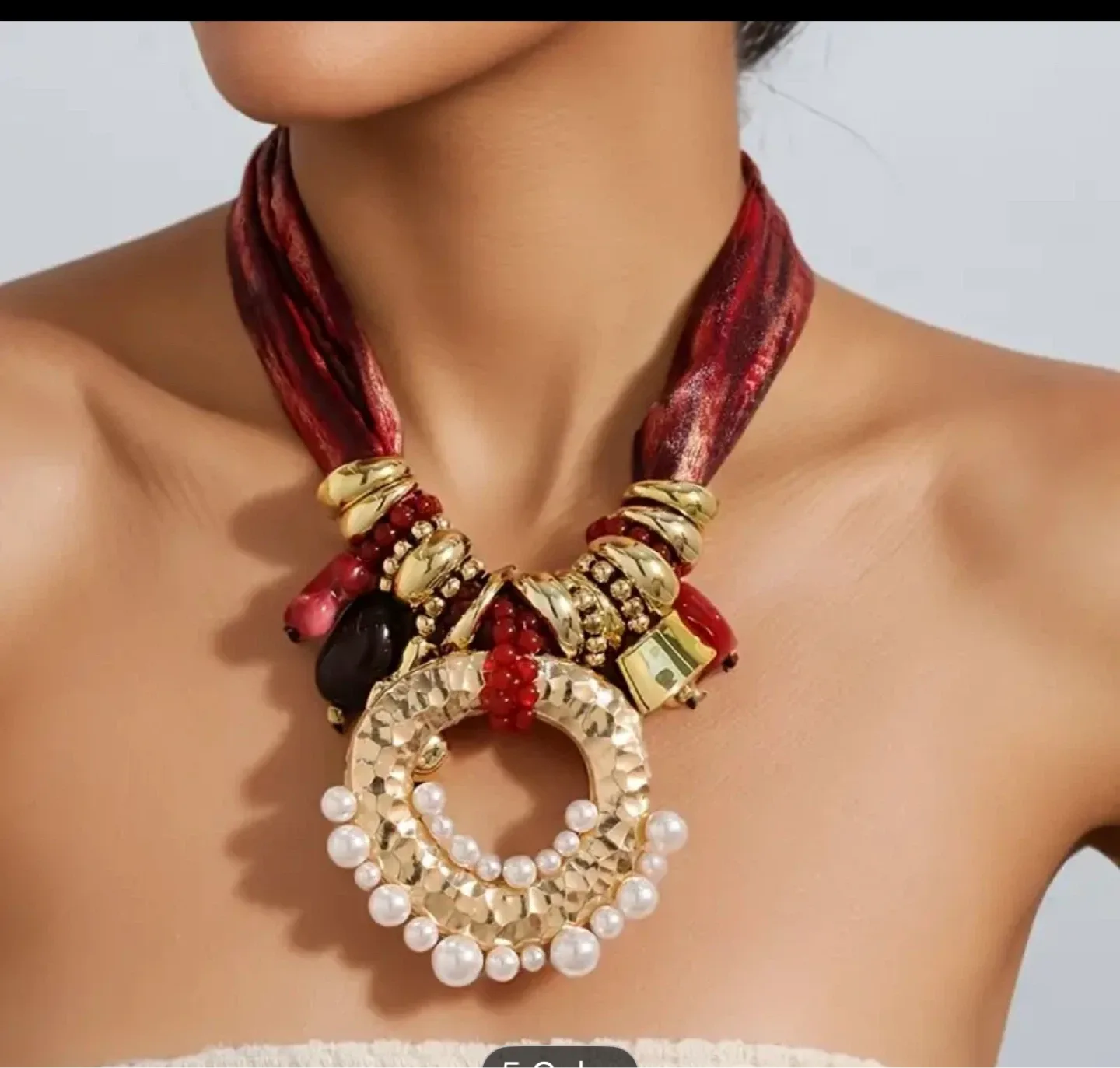 Red & Gold Statement Necklace image indicator(3)
