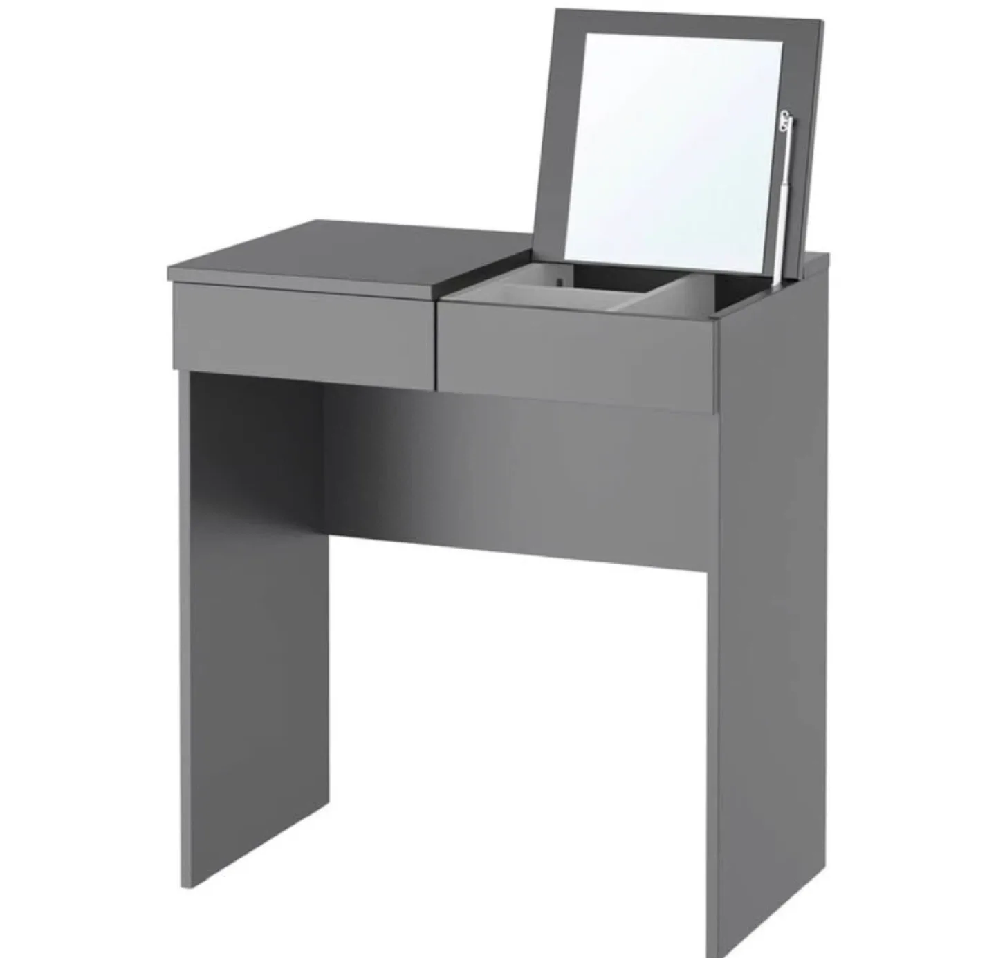 Vanity Table with Hidden Mirror & Storage – Grey