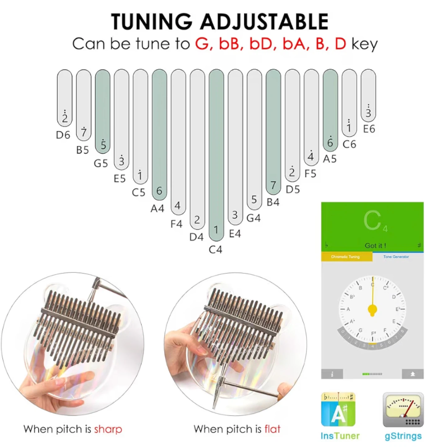 AKLOT Kalimba 17-Key Thumb Piano - Crystal - photo 3