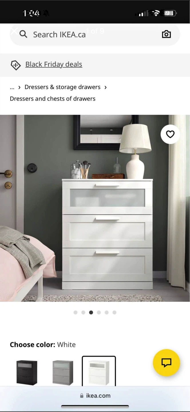 IKEA  3-Drawer Chest - White - photo 2