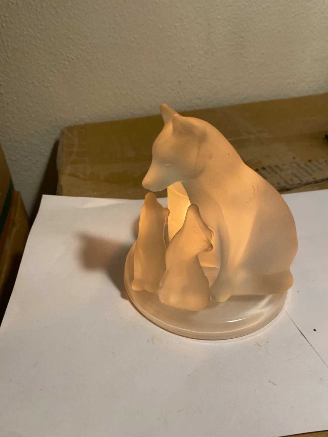 Vintage mother and cubs glass candle holder image indicator(2)
