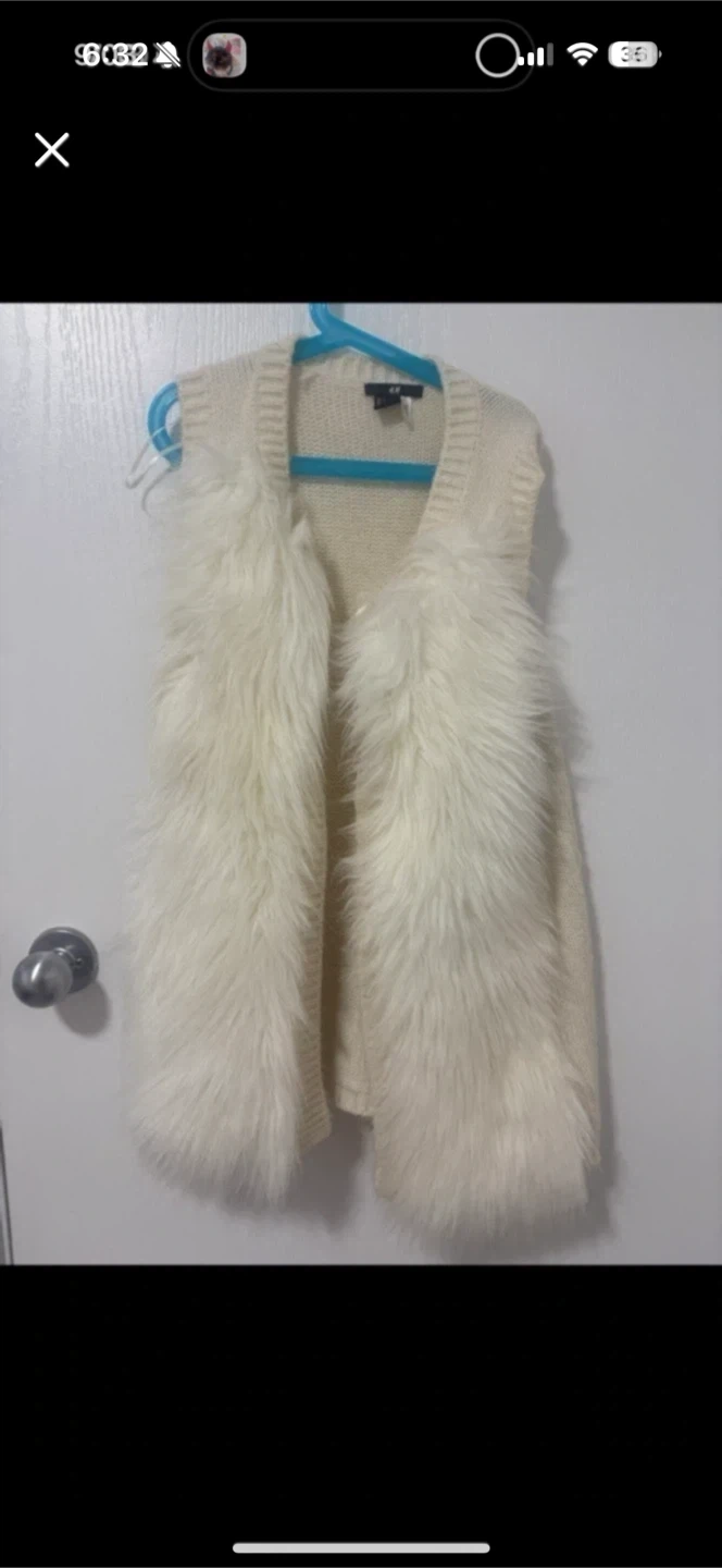 H&M Cream Faux Fur Vest