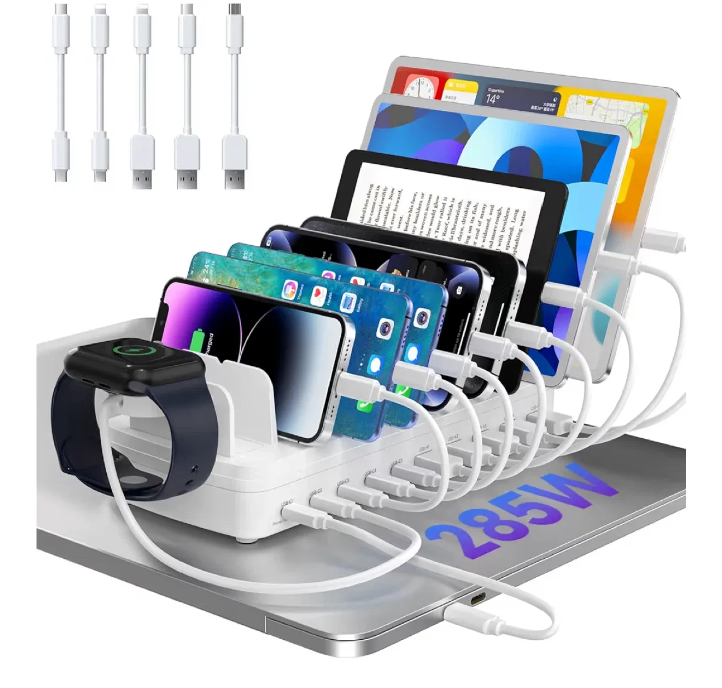 285W 10-Port Fast Charging Station image indicator(5)