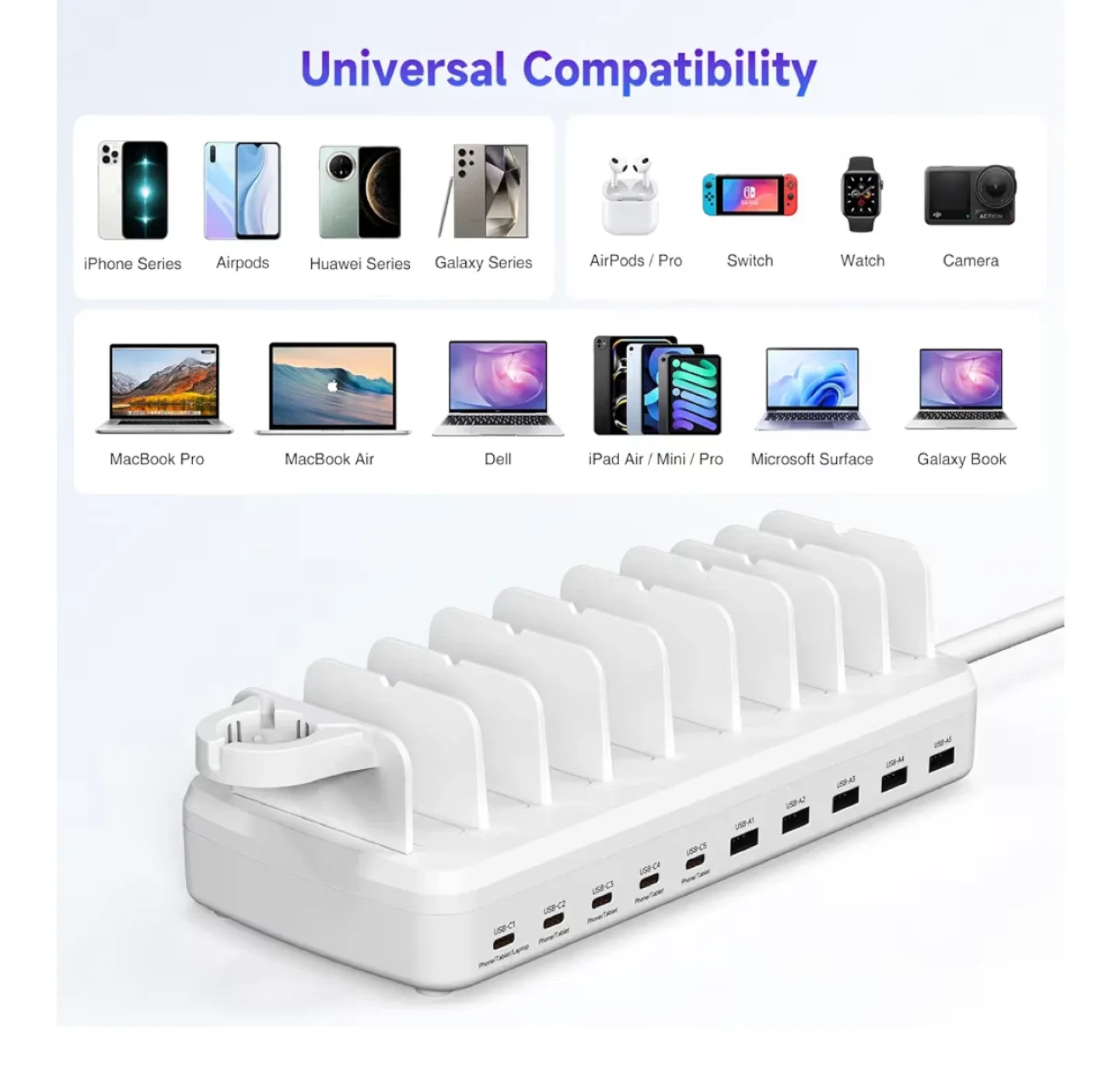285W 10-Port Fast Charging Station image indicator(6)