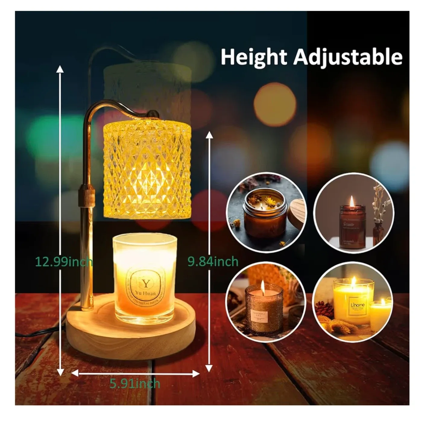 Candle Warmer Lamp with Adjustable Height image indicator(2)