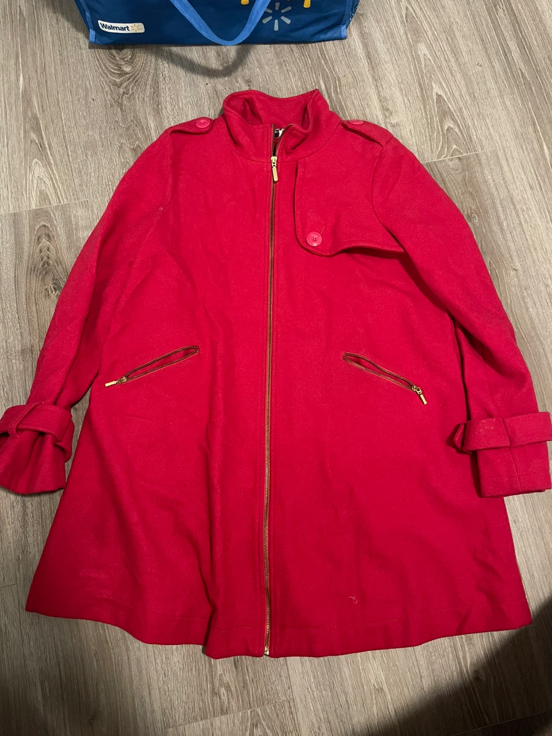 Red Wool Blend Coat