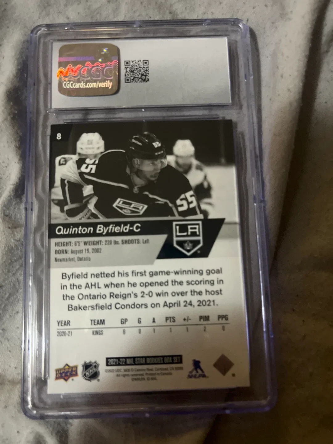 Quinton Byfield Upper Deck NHL Rookie Card image indicator(2)