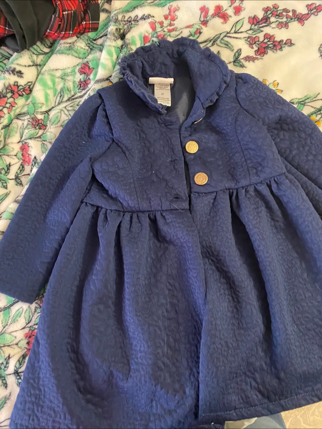 Little Lass Girls Navy Blue Coat - Size 2T image indicator(2)