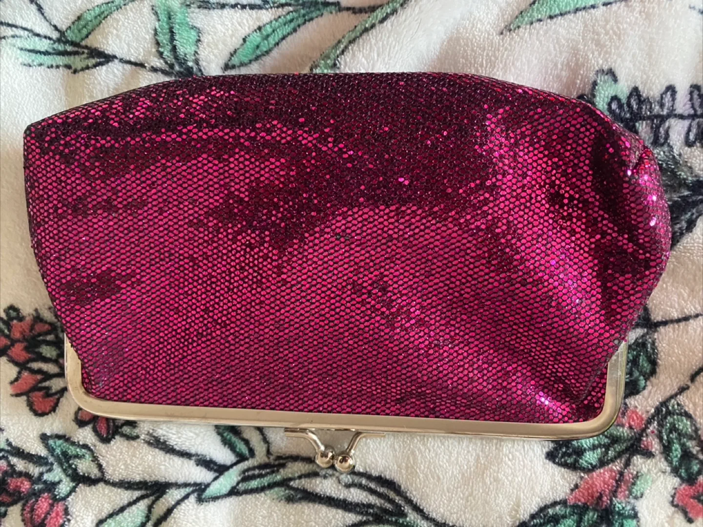 Pink Sequin Kisslock Clutch